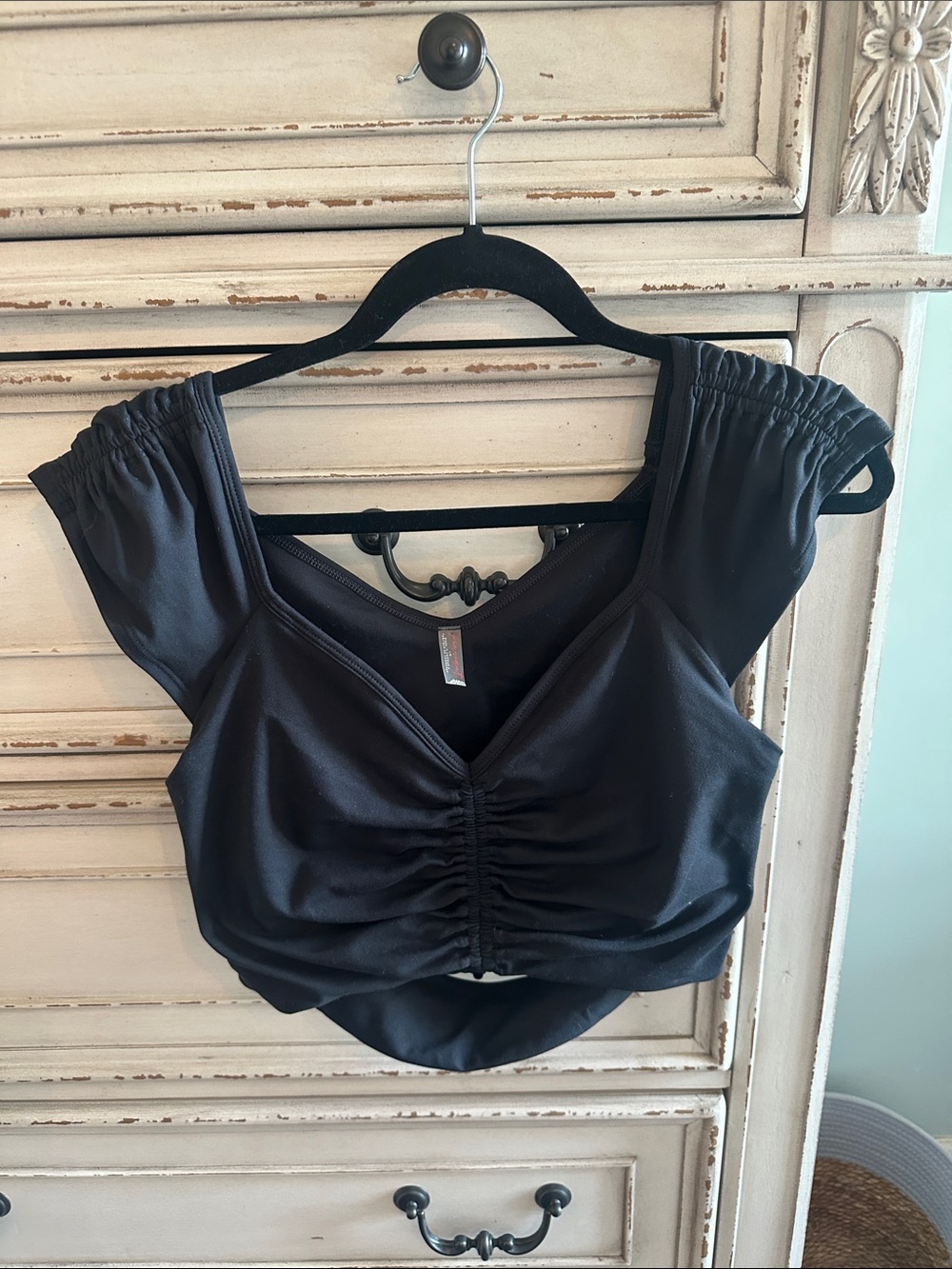 FP Movement Black Ruched Front Women's Crop Top
